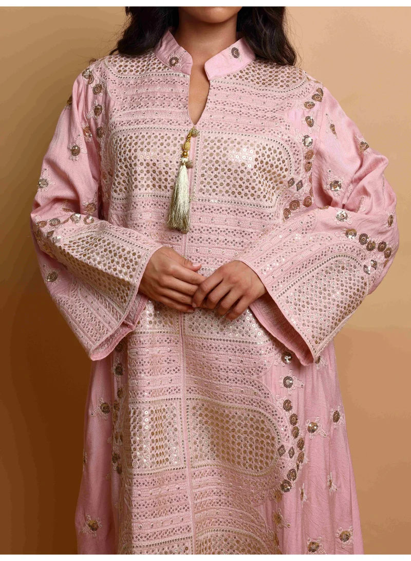 اكسا جلابية رِواق وردي